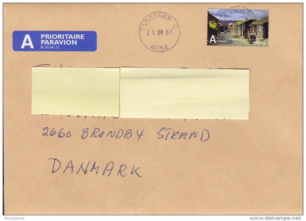 Norway A Prioritaire Par Avion Label Deluxe TANANGER 2007 Cover Brief BRØNDBY STRAND Denmark - Briefe U. Dokumente