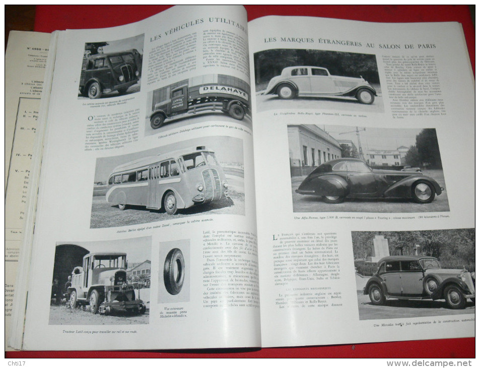 L ILLUSTRATION N° 4988  OCTOBRE  1938  / SALON DE L AUTOMOBILE / CAMION / AUTOCAR / BUS  PEUGEOT RENAULT CITROEN