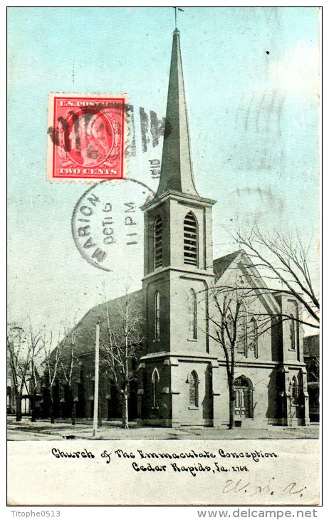 USA. Carte Postale Ayant Circulé. Cedar Rapids/Church. - Cedar Rapids