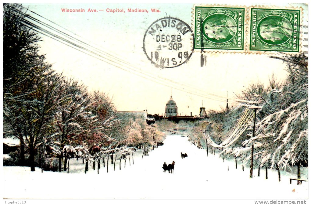 USA. Carte Postale Ayant Circulé. Madison/Capitol. - Madison