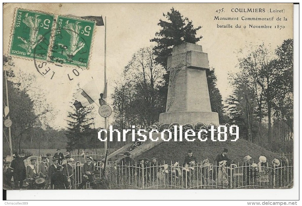 Carte Postale : Coulmiers Monument Commémoratif De La Bataille Du 9 Novembre 1870 - Coulmiers