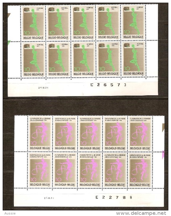 Belgie Belgique 1991 OBCn° 2402-03 *** MNH 10 Séries Avec Coin Daté Cote 13 Euro  Sport - Coins Datés