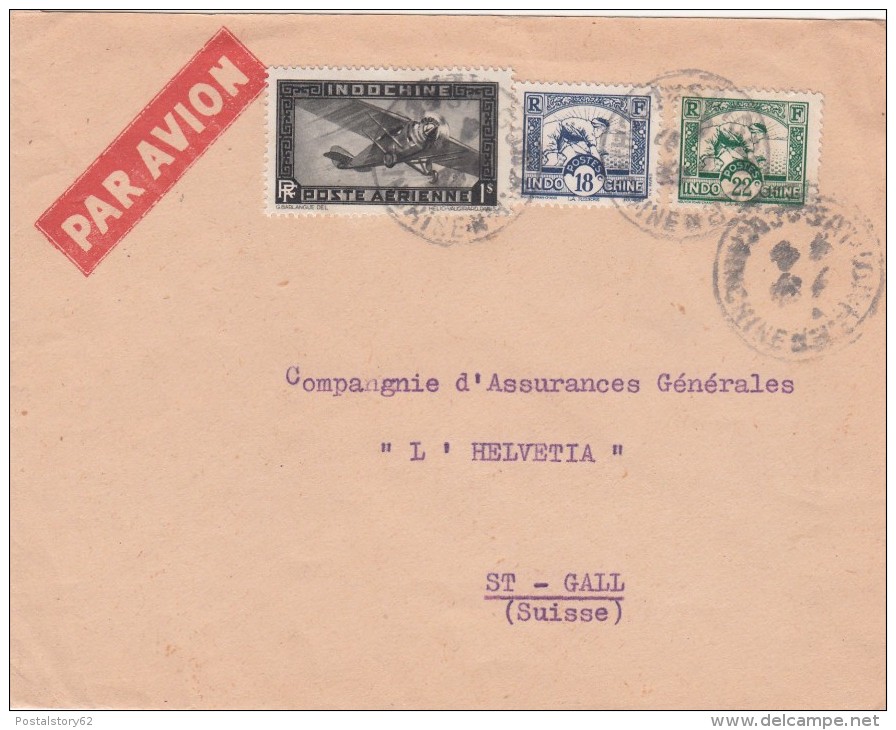 Saigon To St. Gall, Suisse. Cover . - Poste Aérienne