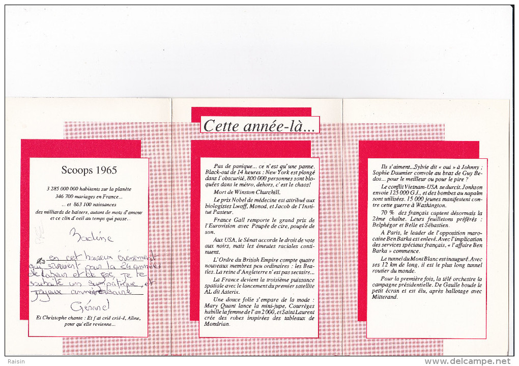 Carte Calendrier 1965 Dépliant 3 Volets  Oursons Amoureux  Scoops 1965  Infos Clips'65  TBE - Petit Format : 1961-70