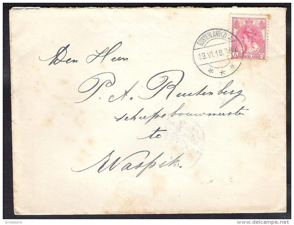 NEDERLAND NVPH 60 (stempel LBPK 2652) Op Brief OOSTERLAND(Zl) 1918 Met Plaatfout/druktoevalligheid - Variétés Et Curiosités