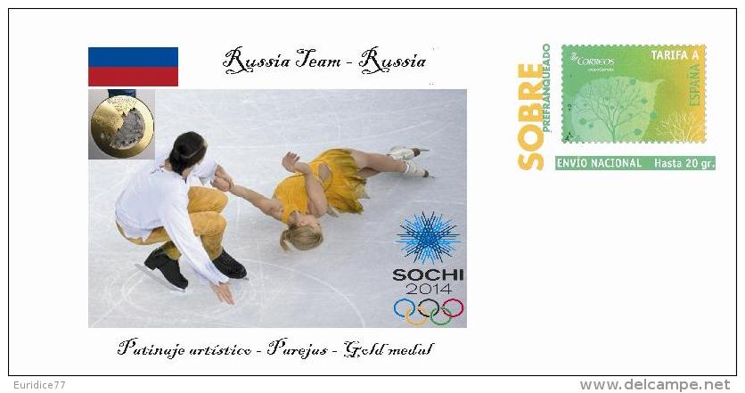 Spain 2014 - XXII Olimpics Winter Games Sochi 2014 Special Prepaid Cover - Patinaje Artistico Russia Team - Winter 2014: Sotschi