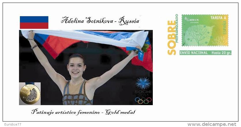 Spain 2014 - XXII Olimpics Winter Games Sochi 2014 Gold Medals Special Prepaid Cover - Adelina Sotnikova - Winter 2014: Sotschi