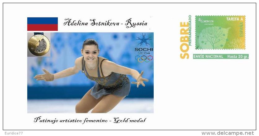 Spain 2014 - XXII Olimpics Winter Games Sochi 2014 Gold Medals Special Prepaid Cover - Adelina Sotnikova - Winter 2014: Sochi