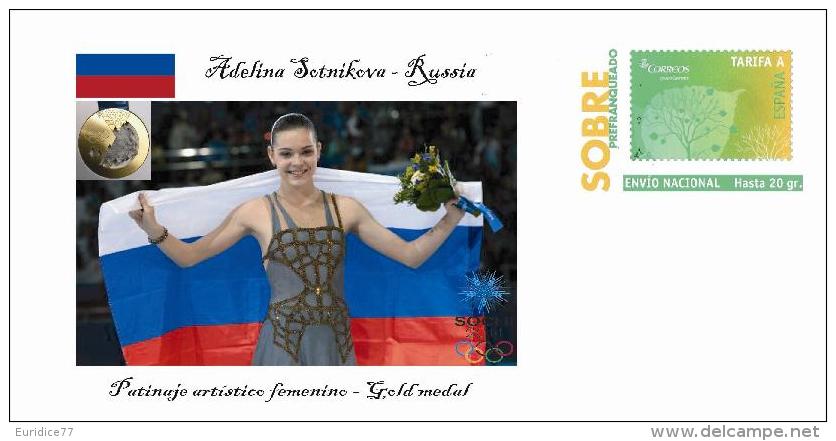 Spain 2014 - XXII Olimpics Winter Games Sochi 2014 Gold Medals Special Prepaid Cover - Adelina Sotnikova - Winter 2014: Sochi