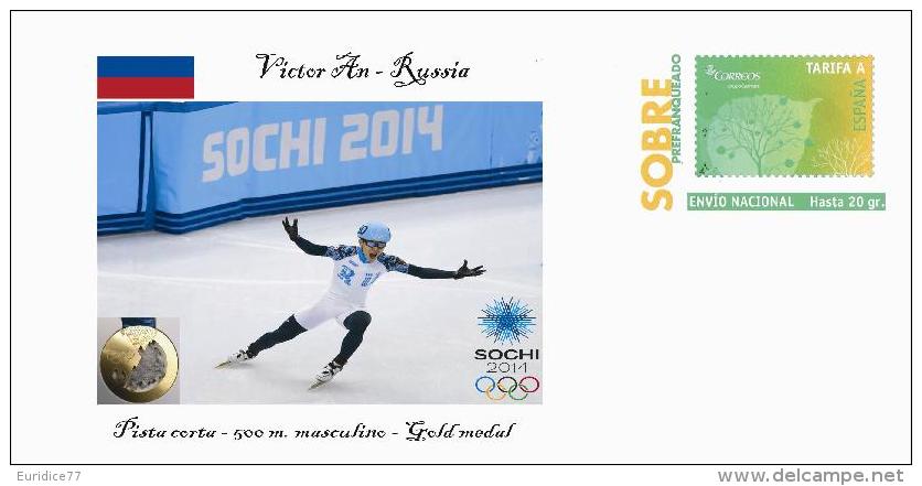 Spain 2014 - XXII Olimpics Winter Games Sochi 2014 Gold Medals Special Prepaid Cover - Victor An - Winter 2014: Sotschi