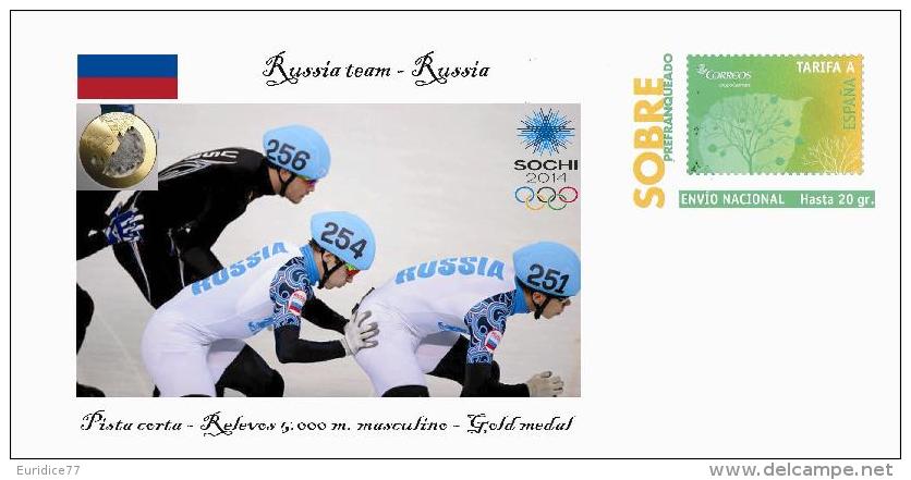 Spain 2014 - XXII Olimpics Winter Games Sochi 2014 Gold Medals Special Prepaid Cover - Relevos 5.000 M. Russia Team - Winter 2014: Sochi