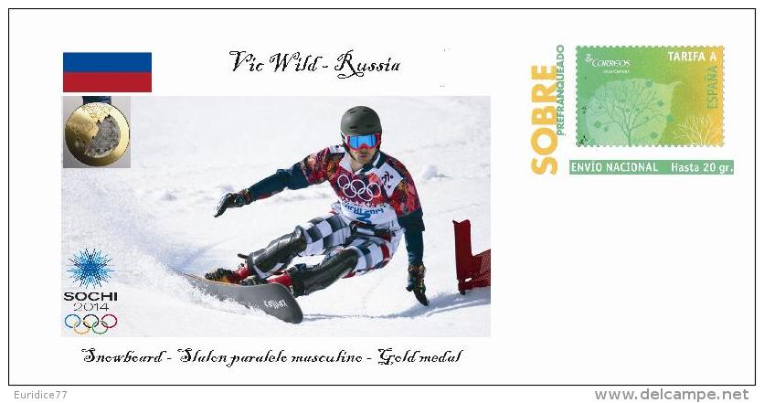 Spain 2014 - XXII Olimpics Winter Games Sochi 2014 Gold Medals Special Prepaid Cover - Vic Wild - Winter 2014: Sochi