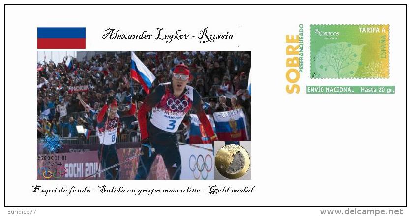 Spain 2014 - XXII Olimpics Winter Games Sochi 2014 Gold Medals Special Prepaid Cover - Alexander Legkov - Winter 2014: Sotschi