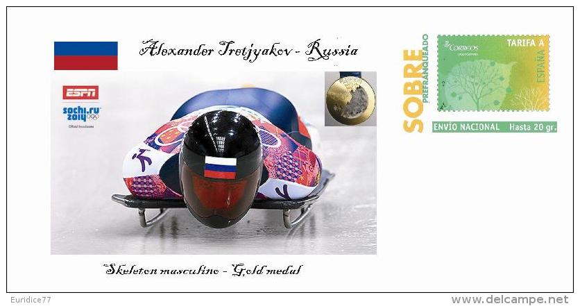 Spain 2014 - XXII Olimpics Winter Games Sochi 2014 Special Prepaid Cover - Alexander Tretjyakov - Winter 2014: Sotschi