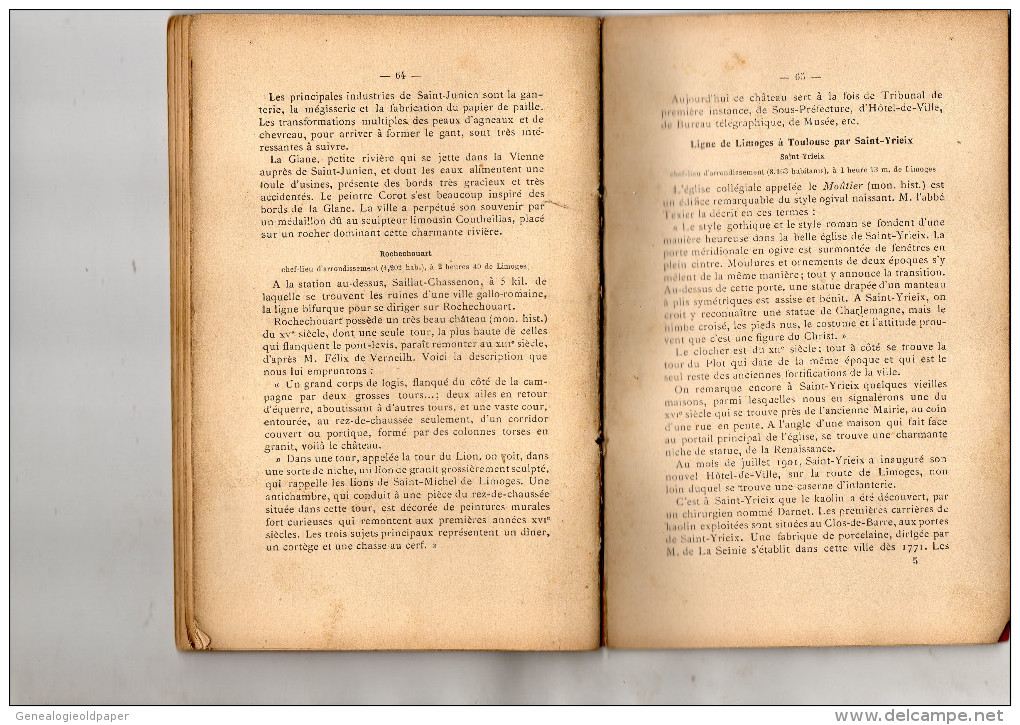 87 - LIMOGES - ET SES ENVIRONS - GUIDE DU VOYAGEUR PAUL DUCOURTIEUX- AVEC PLAN - 1905  RARE - Documenti Storici