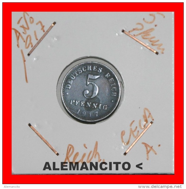 ALEMANIA - IMPERIO - 5 Pfn. AÑO 1917 DEUTSCHES REICH - 5 Pfennig