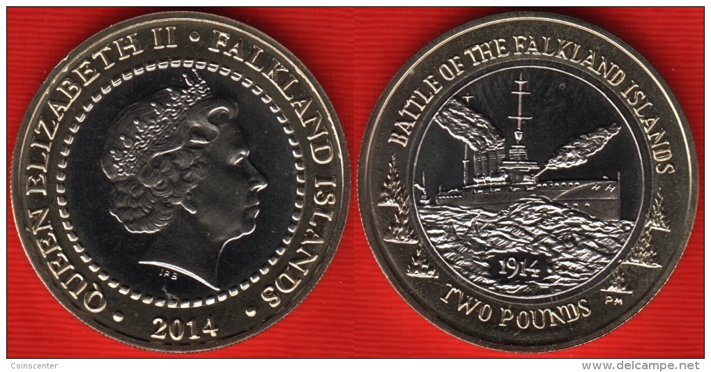 Falkland Islands 2 Pounds 2014 "Battle Of The Falkland Islands" BiMetallic UNC - Falkland