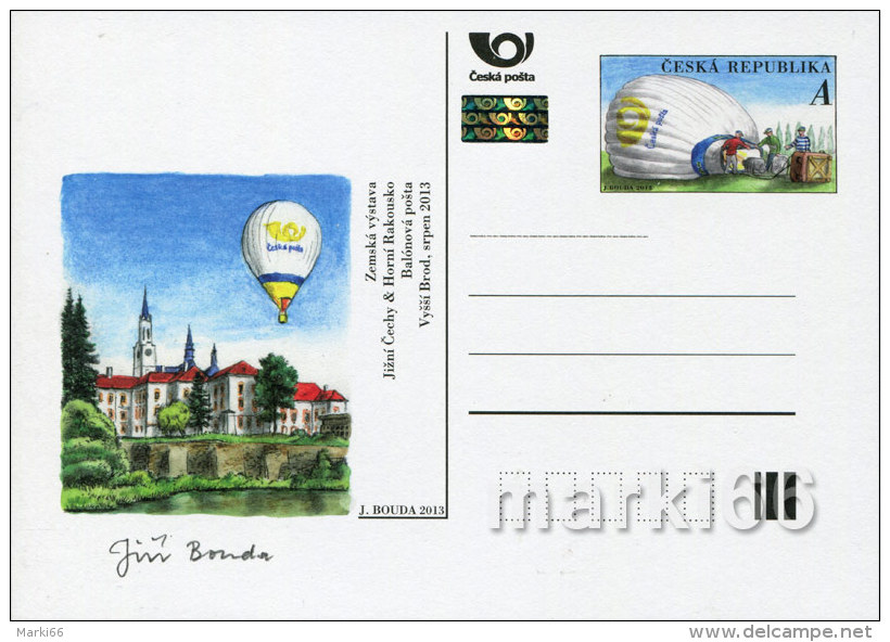 Czech Republic - 2013 - Balloon Post - Official Czech Post Postcard With Original Stamp And Hologram, Signed By Artist - Postcards