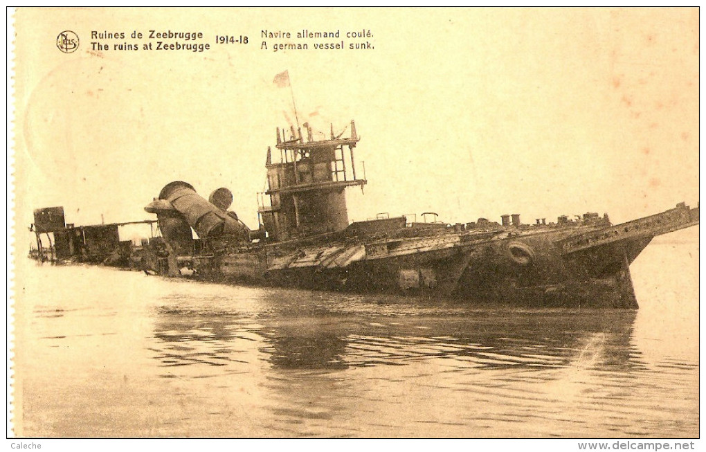 Oostende 12 (24/4/19) Sur CP Ruines De Zeebrugge "Navire Allemand Coulé" - Foruna (1919)