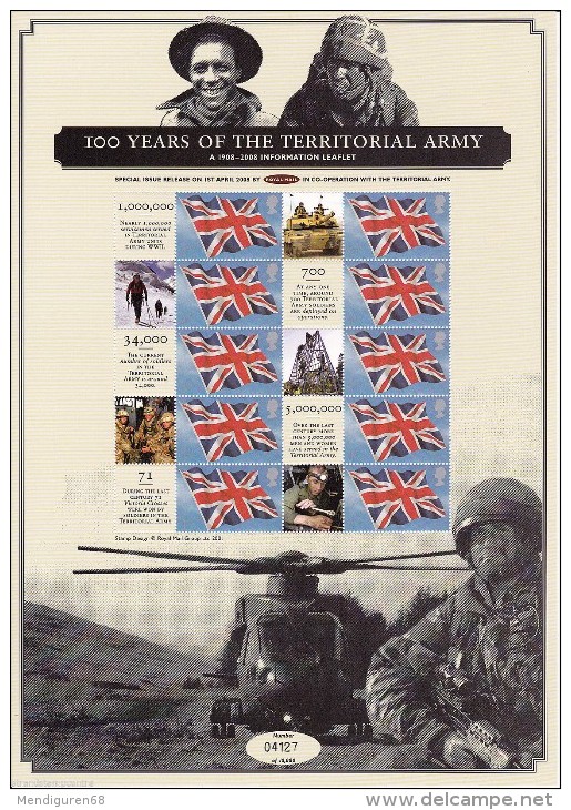 GB 2008 Territorial Army Centenary Commemorative Stamp Sheet  CSS-001 - Francobolli Personalizzati