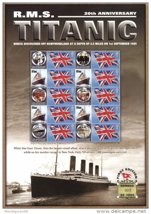 GROSSBRITANNIEN GRANDE BRETAGNE GB 2005 Titanic Maiden Voyage - Smilers Sheets