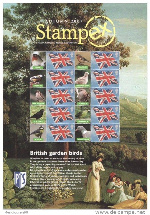 GROSBRITANNIEN GRANDE BRETAGNE 2007 GB - BC-116 - Autumn Stampex Garden Birds Smiler Sheet - Smilers Sheets