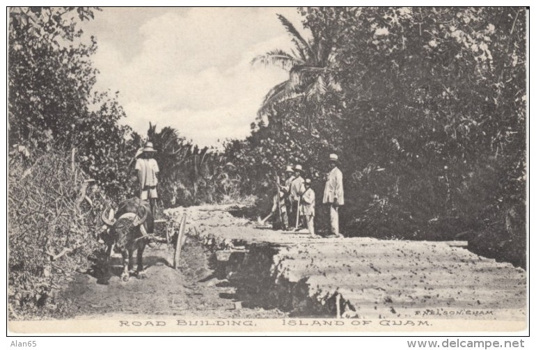 Guam Road Building, C1900s Vintage Albertype Postcard - Guam