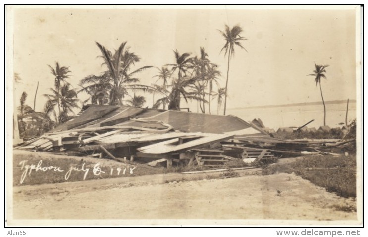 Guam Village Typhoon Damage July 1918,  C1910s Vintage Real Photo  Postcard - Guam