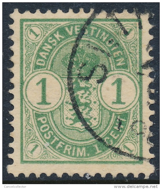 Denmark Danish West Indies DWI 1900: 1c Green Arms Type, F-VF Used (DCDW-00007) - Danemark (Antilles)