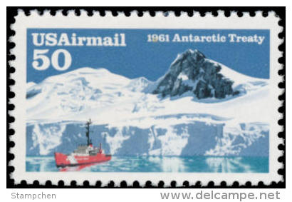 1991 USA Air Mail Stamp Antarctic Treaty 30th Anniv Sc#c130 Post Snow Ship - Antarctic Treaty