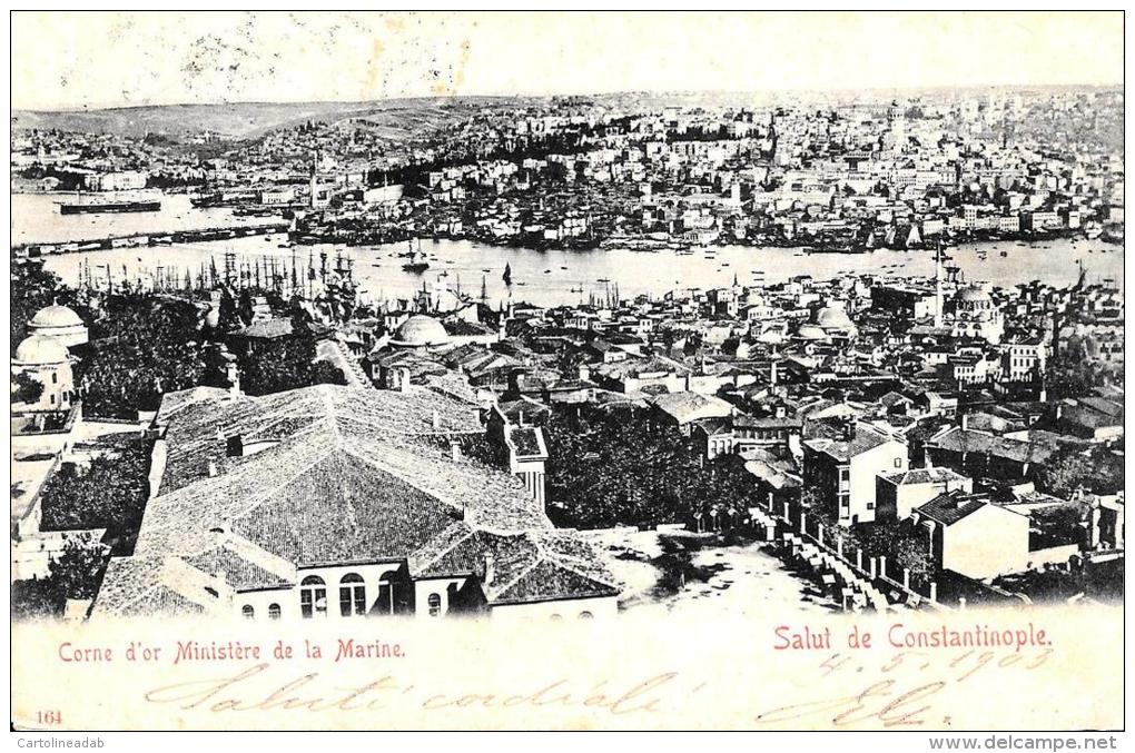 [DC4226] CARTOLINA - ALGERIA - CORNE D'OR - MINISTERE DE LA MARINE - SALUT DE COSTANTINOPLE - Viaggiata - Old Postcard - Constantine