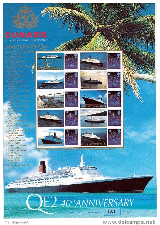 GROSBRITANNIEN GRANDE BRETAGNE GB 2006 Cunard QEII 40th Anniversary Smilers Stamp SMILER BC-118 - Smilers Sheets