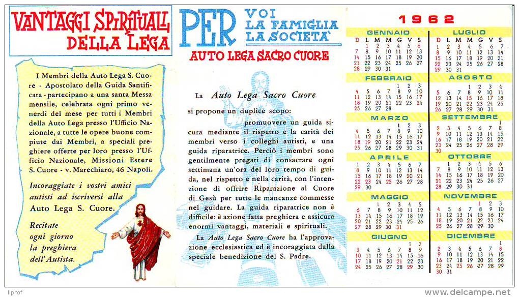 Apostolato Guida Santificata, Calendario 1962, Pieghevole - Formato Piccolo : 1961-70