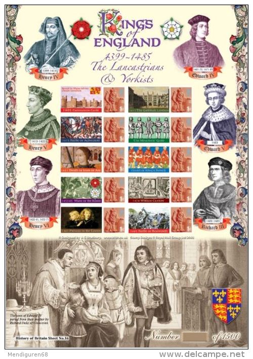 GB 2008 The Lancastrians And Yorkists, History Of Britain NUMBER 16 - Smilers Sheets