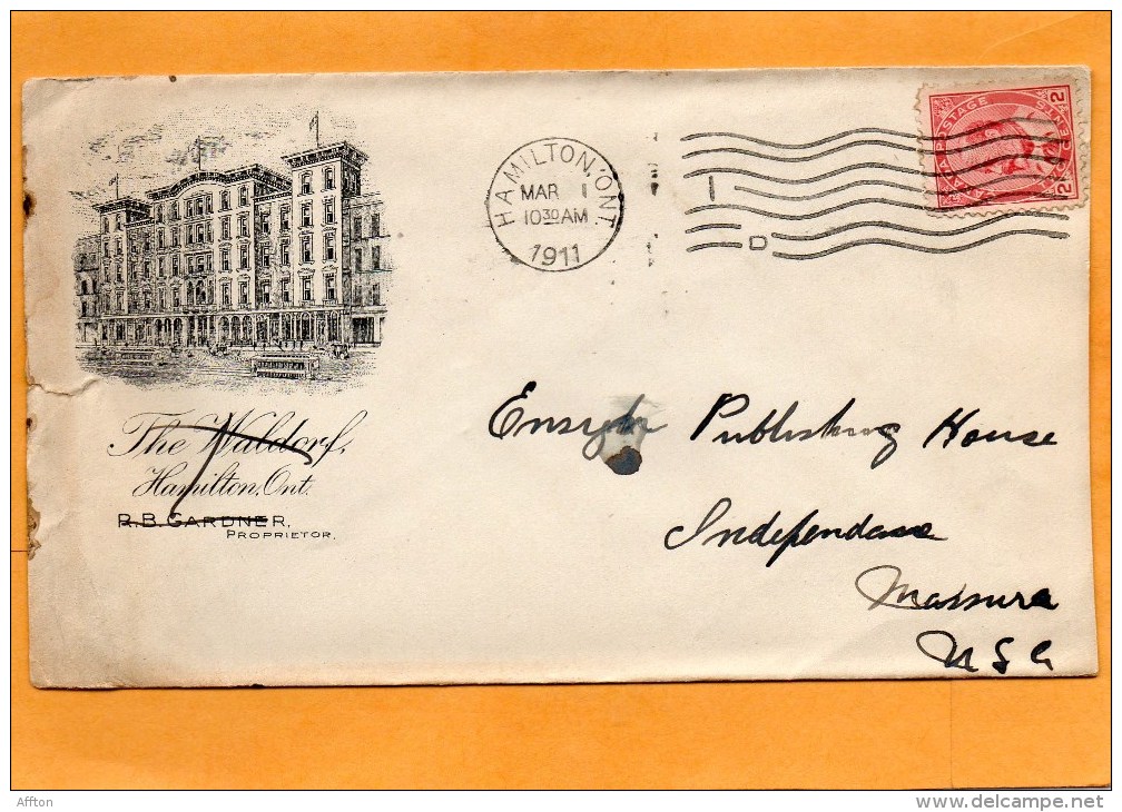 Canada 1911 Cover Mailed To USA - Covers & Documents