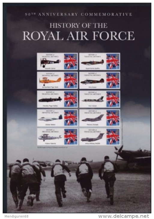 GB 2008 History Of RAF (90th Anniv) Smiler Sheet - BC-128 - Personalisierte Briefmarken