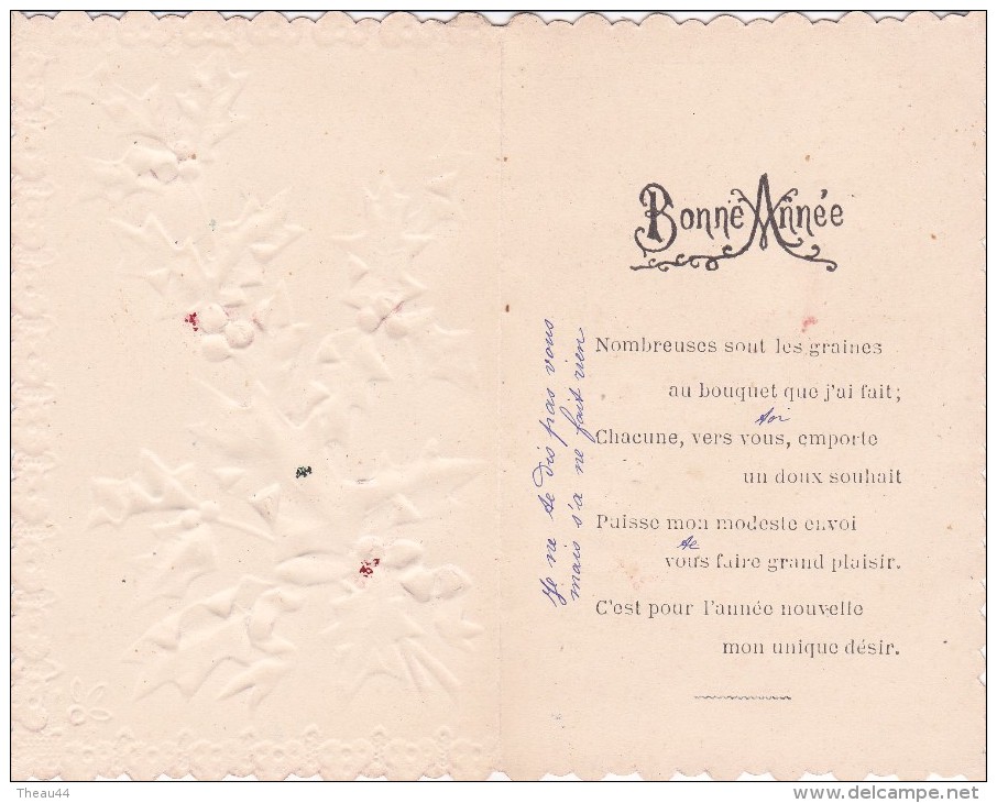 ¤¤   -   Carte à Système Double  -  Carte Fantaisie Gauffrée à Paillettes   -  Bonne Année  -  ¤¤ - Saint-Nicolas