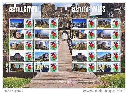 GB 2010 Castles Of WALES GENERIC SMILER SHEET  LS71 - Smilers Sheets