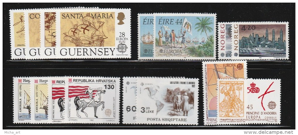 Europa Cept 1992 Complete Year Discovery Of America - Chr. Colombo (except Albanian Block) 87 Values + 14 M/S MNH - Années Complètes