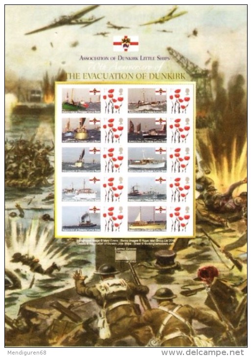 GB 2010 The Evacuation Of Dunkirk SMILER SHEET SC- BC-295 - Timbres Personnalisés