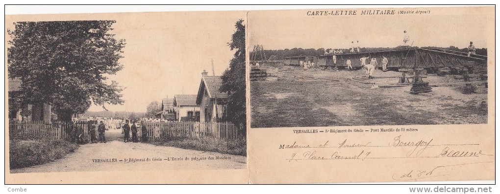 RARE 1910 CARTE-LETTRE MILITAIRE VERSAILLES 5è RÉGIMENT DU GÉNIE (SAPEURS DE CHEMIN DE FER)/ 2233 - Cartas & Documentos