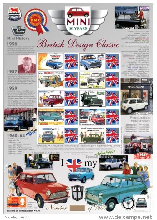 GB 2009 50th Anniversary Of The Mini, History Of Britain 28 SC-BC-191 - Timbres Personnalisés