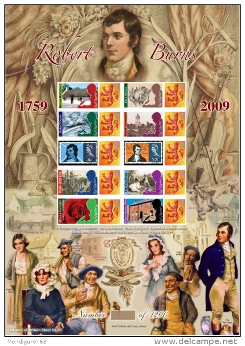 GB 2009 Roberts Burns 250th Anniversary History Of Britain 29 SC-BC-192 - Personalisierte Briefmarken