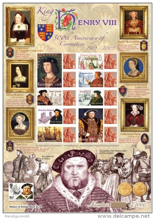 GB 2009 Coronation Of Henry VIII , History Of Britain 33 SC-BC-204 - Timbres Personnalisés