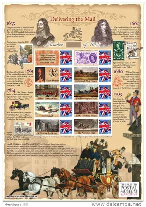 GB 2009 Delivering The Mail, History Of Britain 39  SC-BC-227 - Smilers Sheets