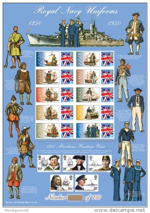 GB 2009 Royal Navy Uniforms, History Of Britain 41 SC-BC-232 - Personalisierte Briefmarken