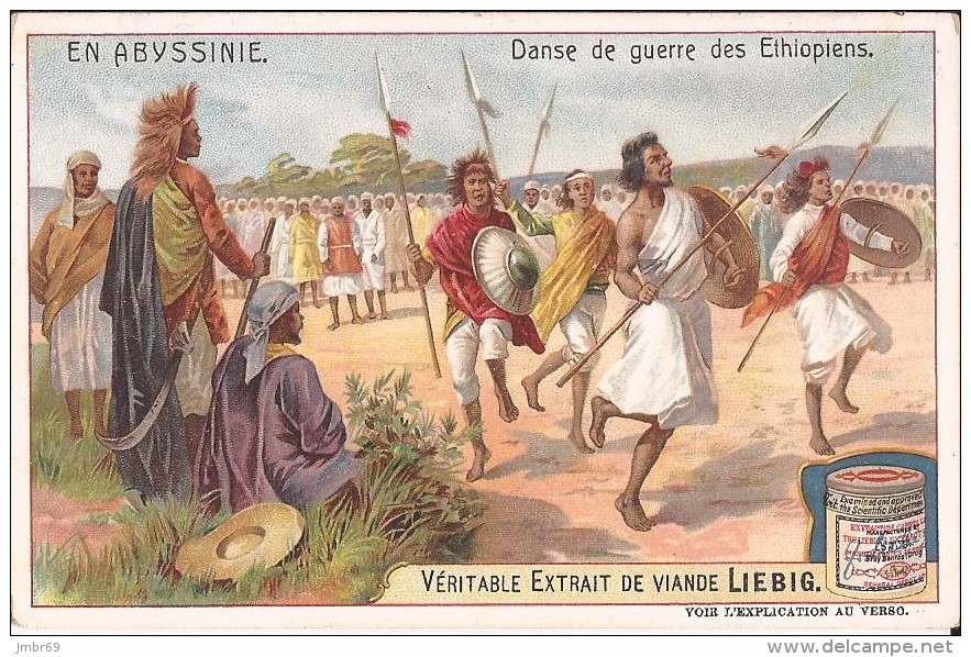 Chromo Liebig En Abyssinie Danse De Guerre Des Ethiopiens Ttbe - Liebig