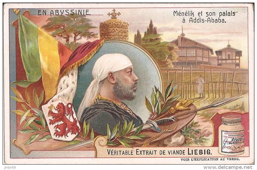 Chromo Liebig En Abyssinie Menelik Et Son Palais à Adis-ababa Ttbe - Liebig