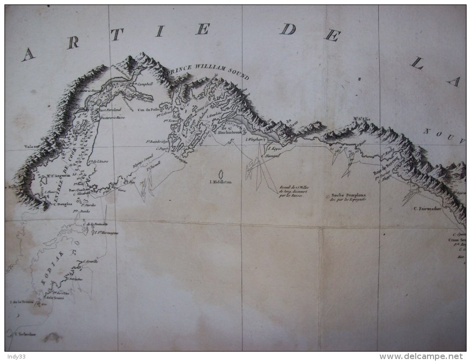 - CARTE DE LA COTE NORD OUEST DE L´AMERIQUE RECONNUE EN 1792/94 PAR G. VANCOUVER . - Cartes Marines