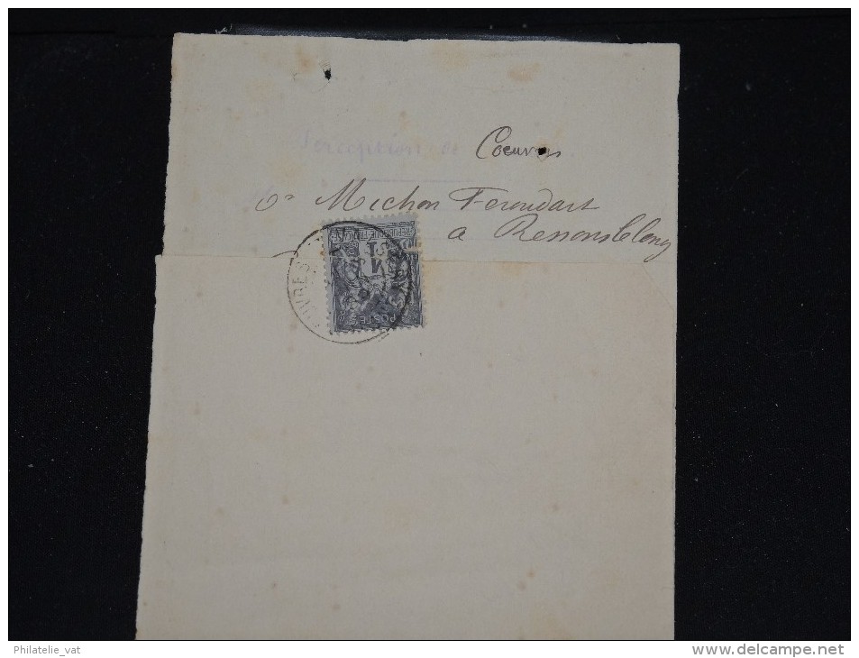 FRANCE - N° Yvert 83 ( Coupé En Deux) Sur Avis De Perception De Coeuvres En 1899 - A Voir - Lot P11708 - 1877-1920: Période Semi Moderne